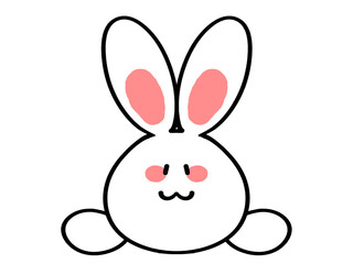 顔と手のみのゆるうさぎイラスト素材