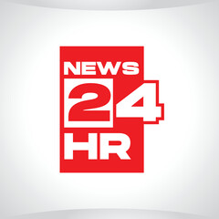 News 24hr logo template. 24 hours news symbol or icon stock template ready to use