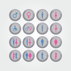 Toilet Sign set with metal rotating effect or roller effect