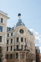 Building facades in the old town of Riga, Latvia