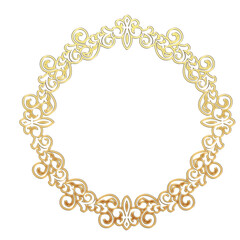 イラスト素材: レトロ、アンティーク、ビンテージのゴールドメタリックのフレーム。飾り罫オーナメント