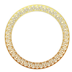 イラスト素材: レトロ、アンティーク、ビンテージのゴールドメタリックのフレーム。飾り罫オーナメント