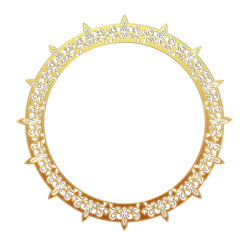 イラスト素材: レトロ、アンティーク、ビンテージのゴールドメタリックのフレーム。飾り罫オーナメント