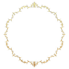 イラスト素材: レトロ、アンティーク、ビンテージのゴールドメタリックのフレーム。飾り罫オーナメント