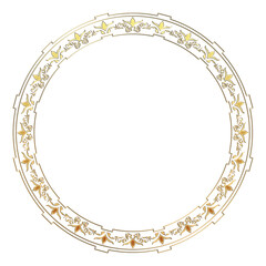 イラスト素材: レトロ、アンティーク、ビンテージのゴールドメタリックのフレーム。飾り罫オーナメント