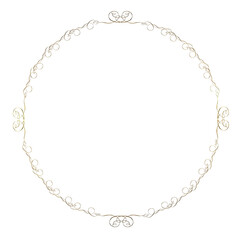 イラスト素材: レトロ、アンティーク、ビンテージのゴールドメタリックのフレーム。飾り罫オーナメント