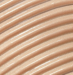 peach shimmering make up base, acryl gel, glossy peach nail polish, cosmetics beauty product texture, liquid blush, foundation brightening, face cream, highlighter