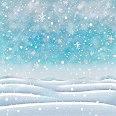 SNOW AND SNOW FLAKES BACKGROUND, LIGHT BLUE CHRISTMAS LANDSCAPE, COLD WINTRY BACKDROP FOR DISPLAY OR MONTAGE