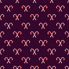 Vector seamless pattern of crossed candies on dark violet background