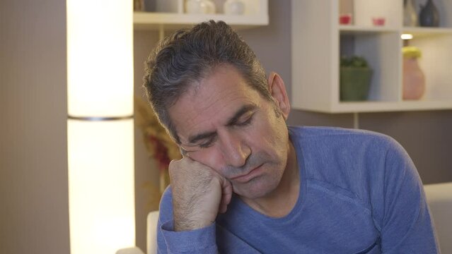 Man with sleep disorder.
The man with sleep disorders cannot sleep.
