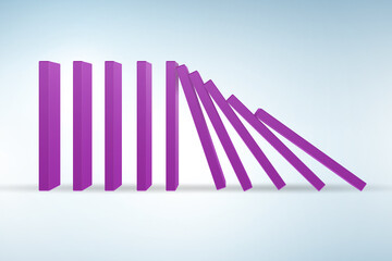 Domino effect concept with blocks - 3d rendering