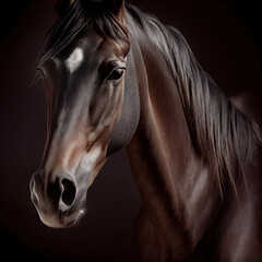 Horse head, close-up, studio photography style, made with AI