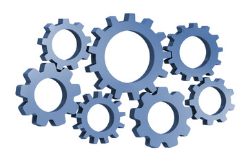 Cogwheels in the machinery and teamwork concept - 3d rendering