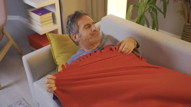Man with sleep disorder. Sleep disorders.
The man with sleep disorders cannot sleep.
