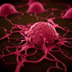Cancer or sick human cell, artist's view, 3D render