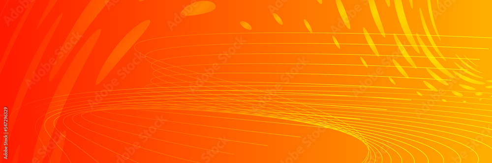 Wall mural abstract orange background with lines circle and halftone effect