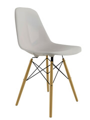 White scandinavian cafe chair mockup. Perspective.  Transparent. Png