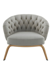 Classic gray armchair mockup.  Front view. Transparent. Png