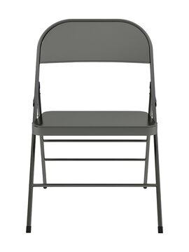 Grey steel folding chair mockup. Front view.  Transparent. Png