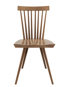 Classic wooden dining chair mockup. Front view. Transparent. Png
