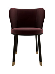 Magenta and black dining chair mockup. Front view. Transparent. Png