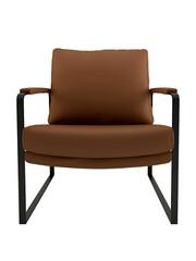 Obraz premium Brown foam pillow and black iron chair mockup. Front view. Transparent. Png