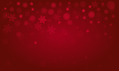 Christmas snow red background. Winter snowflakes subtle frame, greeting card, party event decoration. New Year Holidays gift coupon backdrop. Noel Vector illustration