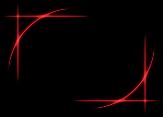 red shiny frame with intersecting lines and curves on dark background