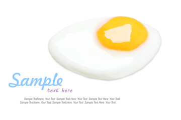 Tasty fried egg on white background. Space for design