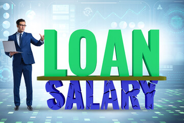 Debt and loan concept as a proportion of salary