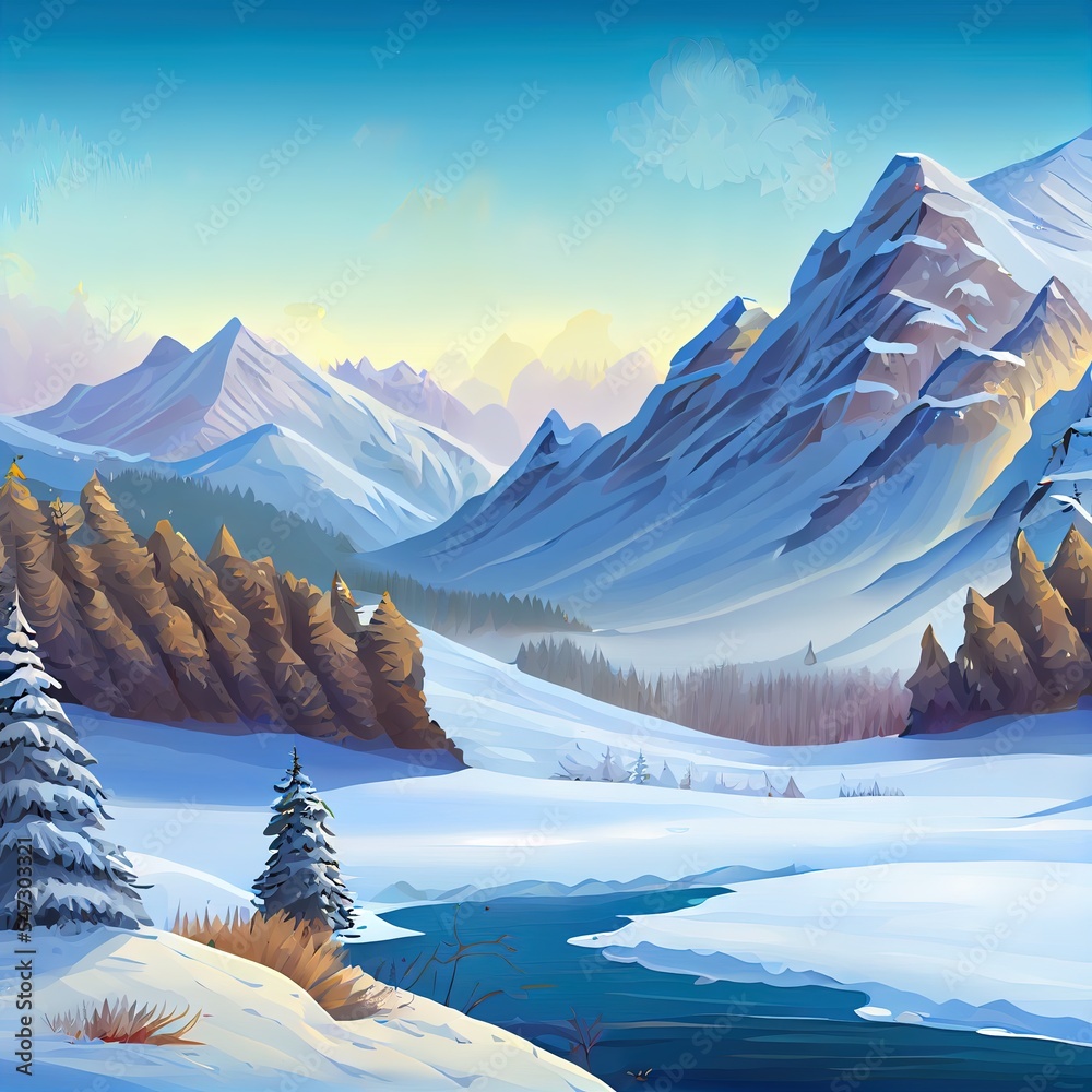 Canvas Prints Beautiful winter landscape in the mountains