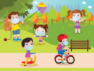 Obraz na płótnie Canvas Children cartoon playing at the park