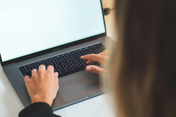 girl on laptop. Working at home.