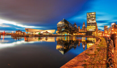 Liverpool Skyline Pier head sunset	
