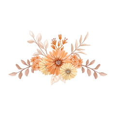 orange watercolor flower arrangement