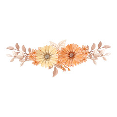 orange watercolor flower arrangement