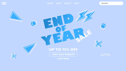 end of year sale design banner, landing page, poster or etc. - obrazy, fototapety, plakaty