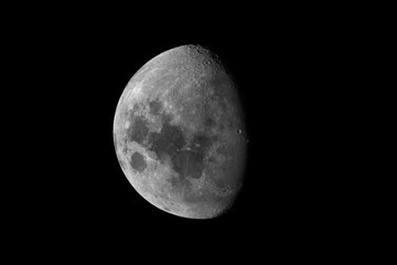 The Moon at waxing gibbous phase, high-resolution telescope image