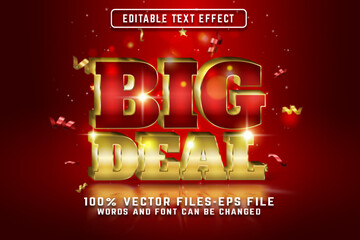 Big Deal 3d Editale Text Effect with Golden Style Premium Vectors