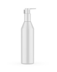 Blank Plastic Bottle with Pump Dispenser For Branding, 3d render illustration.