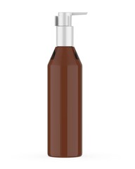 Blank Plastic Bottle with Pump Dispenser For Branding, 3d render illustration.