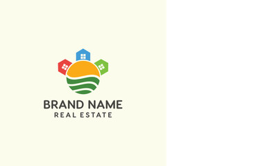 colorful real estate home or neighborhood logo