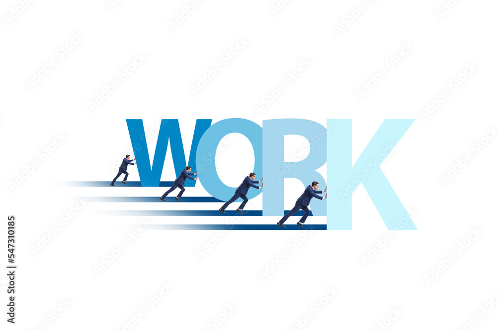 Sticker Concept of hard work with businessman