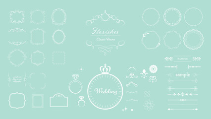 エレガントで上品アンティークな飾り枠フレームイラスト素材04/ヨーロピアンウェディング