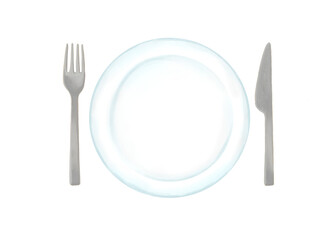Hand drawn natural and simple plate and cutlery 