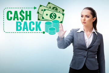 Businesswoman in the cash back concept