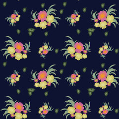 seamless paisley  flower Design pattern on black and white  background 