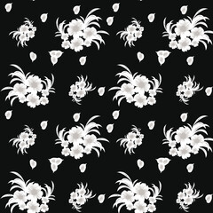 seamless paisley  flower Design pattern on black and white  background 