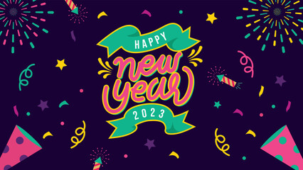 New year banners hand lettering