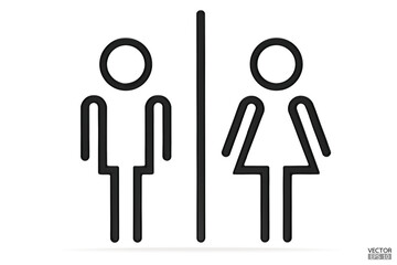 Black Men and women restroom icon in white background, men and women bathroom 3D sign.Toilet vector icon for any use. 3D Vector illustrator.